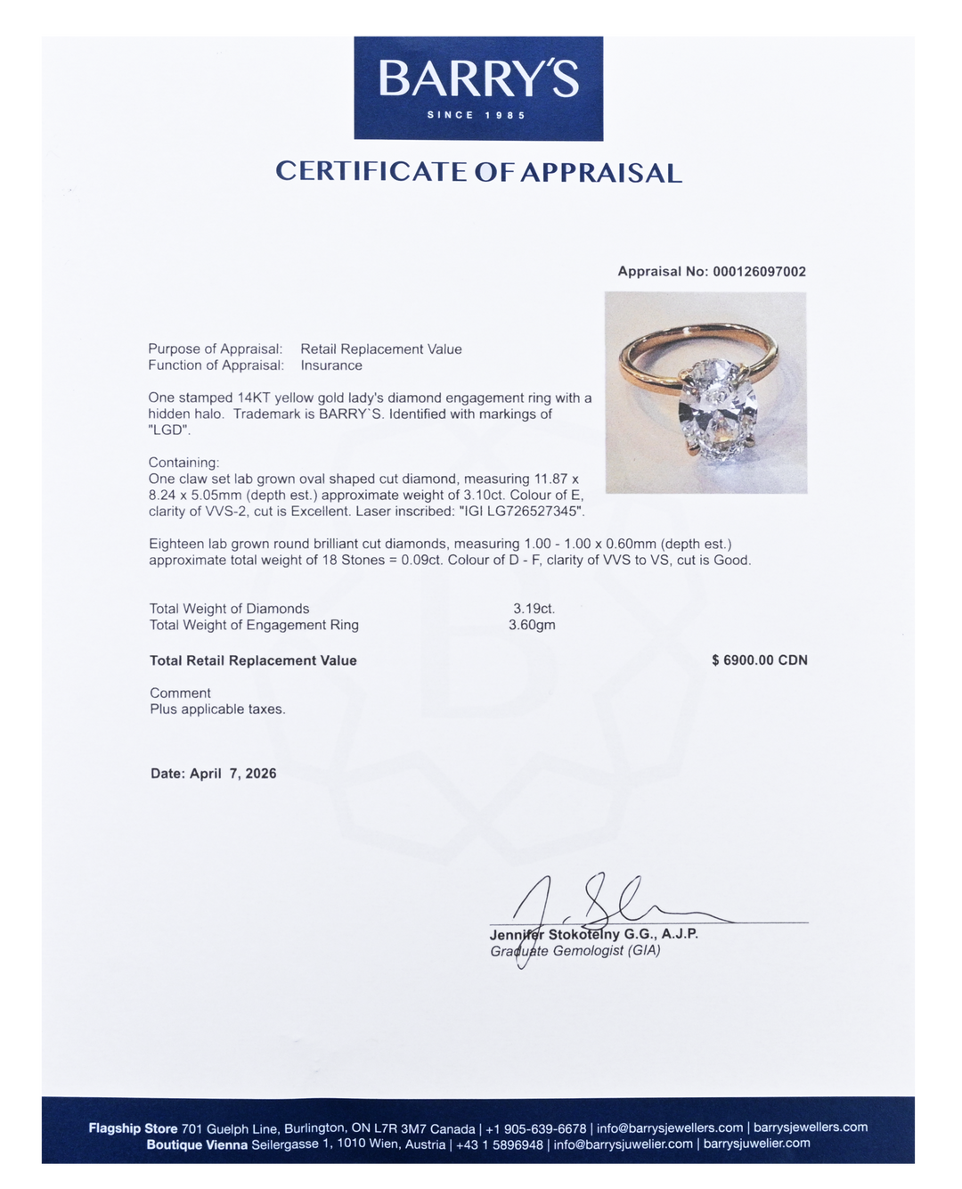 14kt Oval Lab Grown Diamond Ring