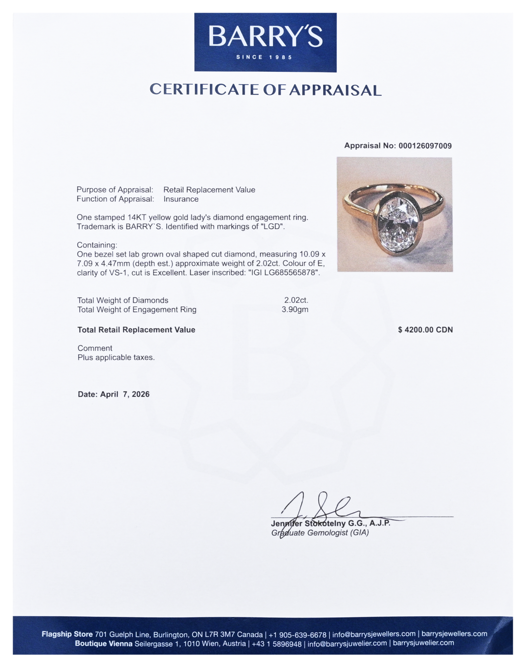 14kt Oval Lab Grown Diamond Ring
