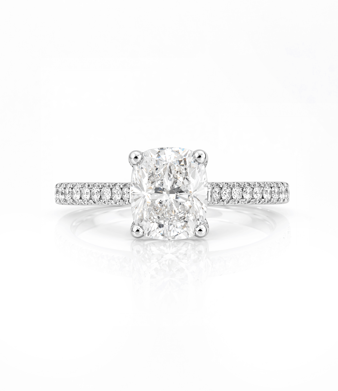 A. 14kt White Gold Cushion Lab Grown Diamond Ring