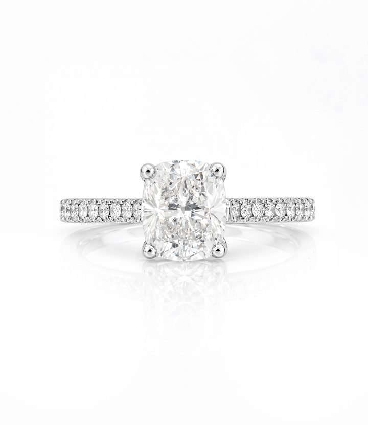 A. 14kt White Gold Cushion Lab Grown Diamond Ring