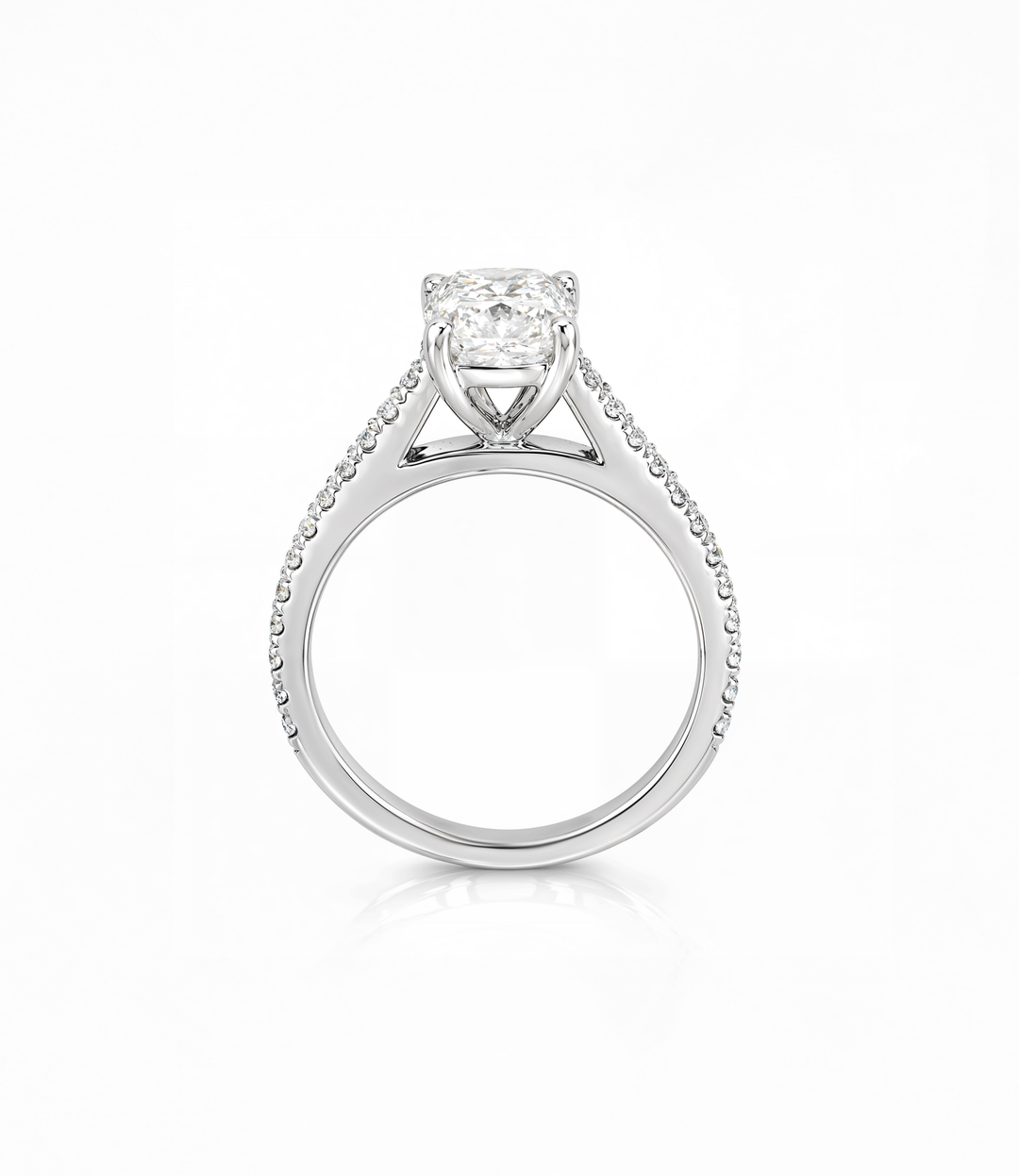 A. 14kt White Gold Cushion Lab Grown Diamond Ring