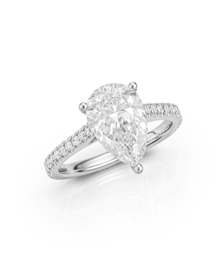 A. 14kt White Gold Lab Grown Pear Shape Diamond Ring