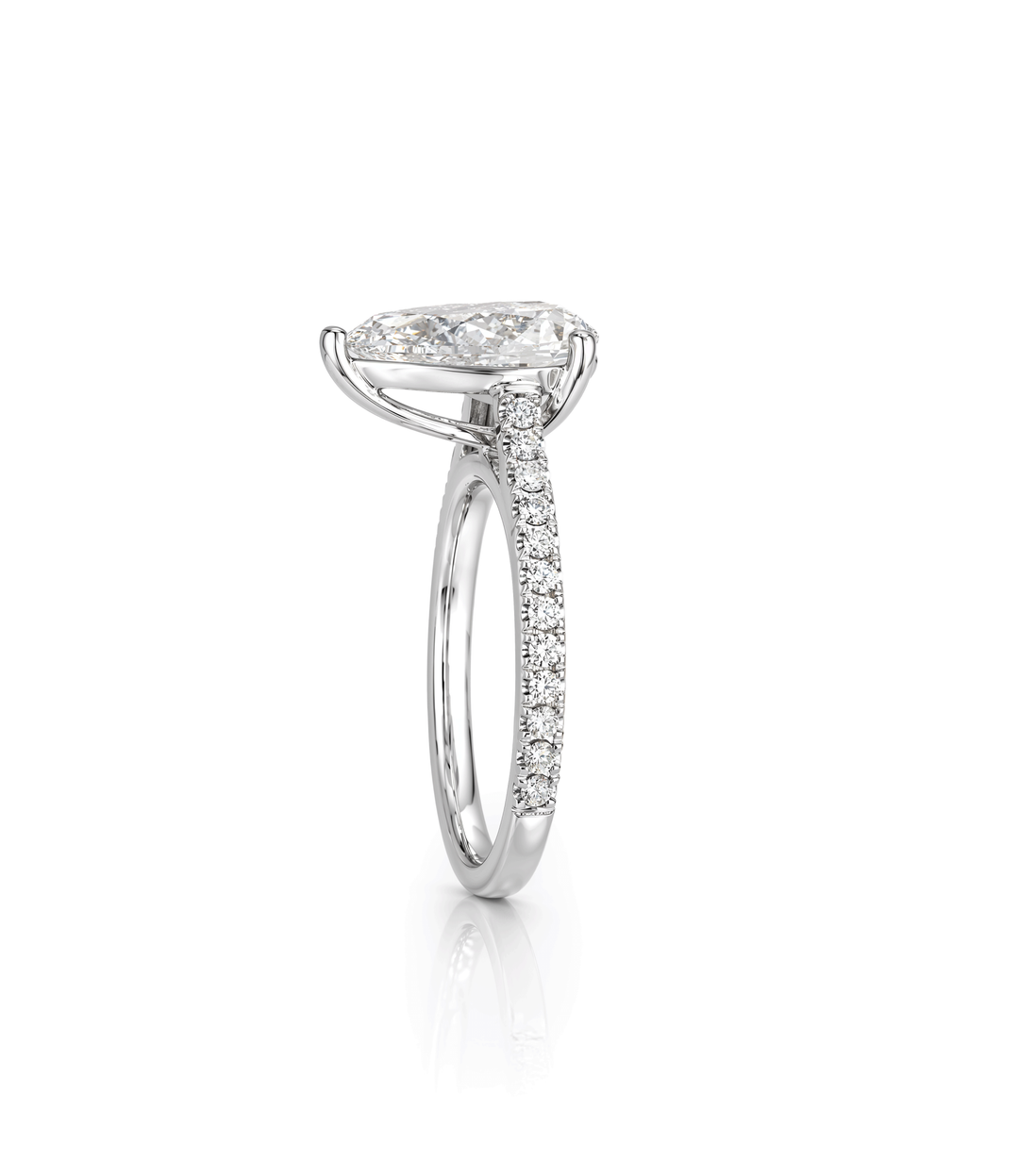 A. 14kt White Gold Lab Grown Pear Shape Diamond Ring