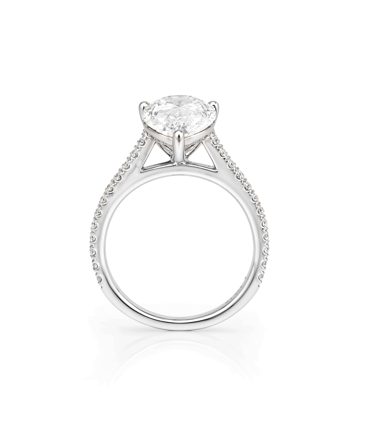 A. 14kt White Gold Lab Grown Pear Shape Diamond Ring