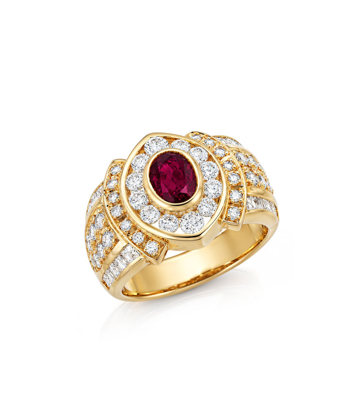 18kt Estate Ruby Diamond Ring