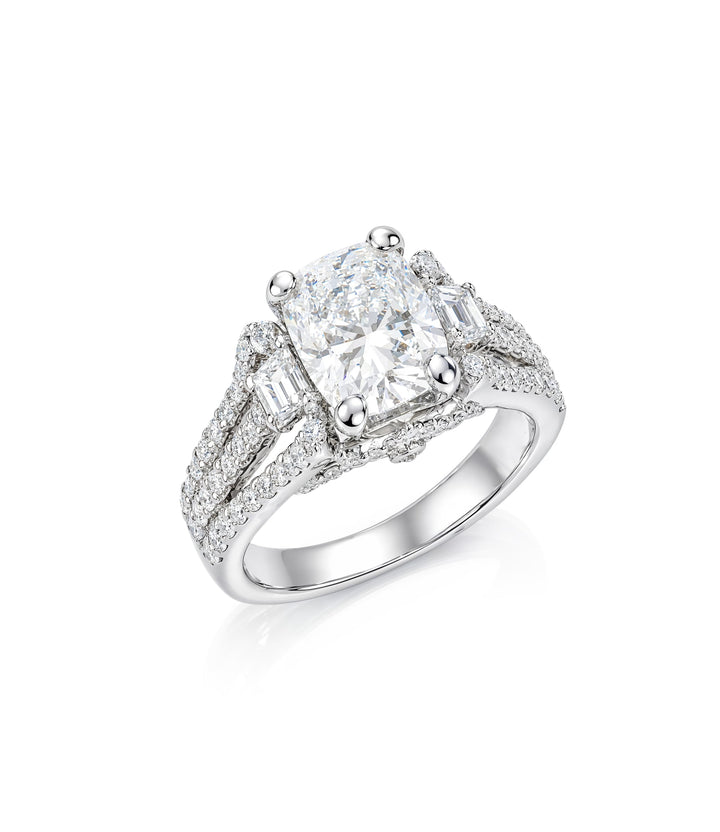 18kt White Gold Lab Grown Cushion Diamond Ring