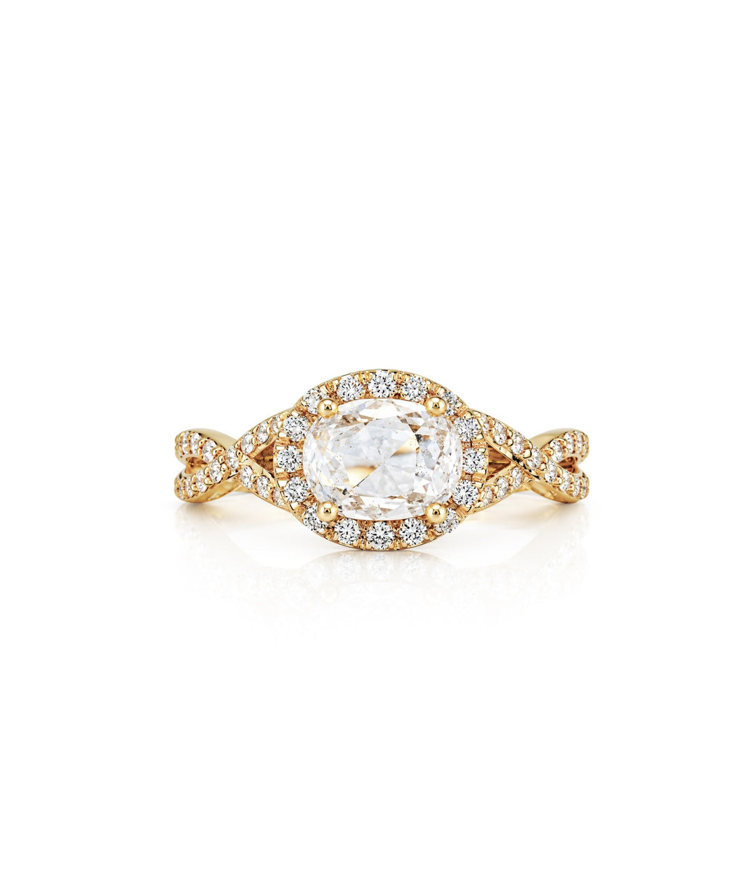 18kt Yellow Gold Maple Leaf Diamonds Engagement Ring