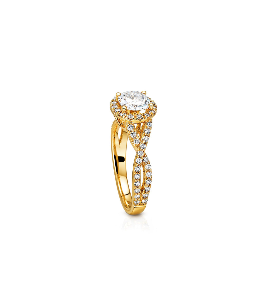 18kt Yellow Gold Maple Leaf Diamonds Engagement Ring