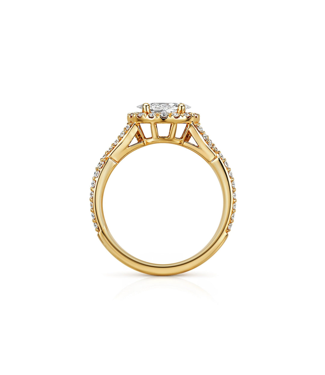 18kt Yellow Gold Maple Leaf Diamonds Engagement Ring