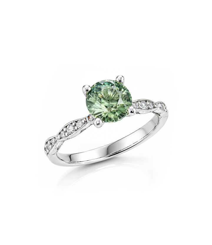 A. 18kt Tacori Green Sapphire Diamond Ring