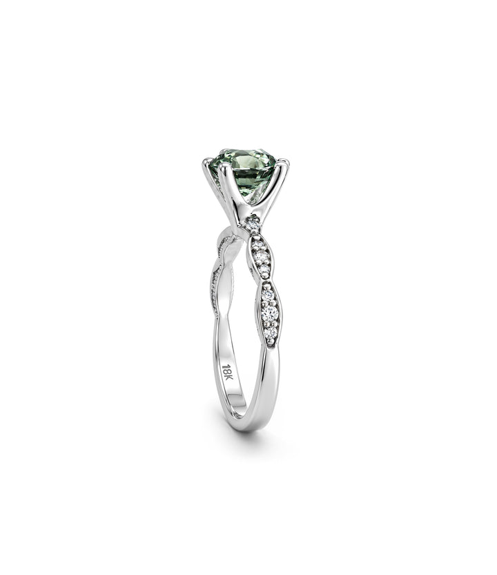 A. 18kt Tacori Green Sapphire Diamond Ring