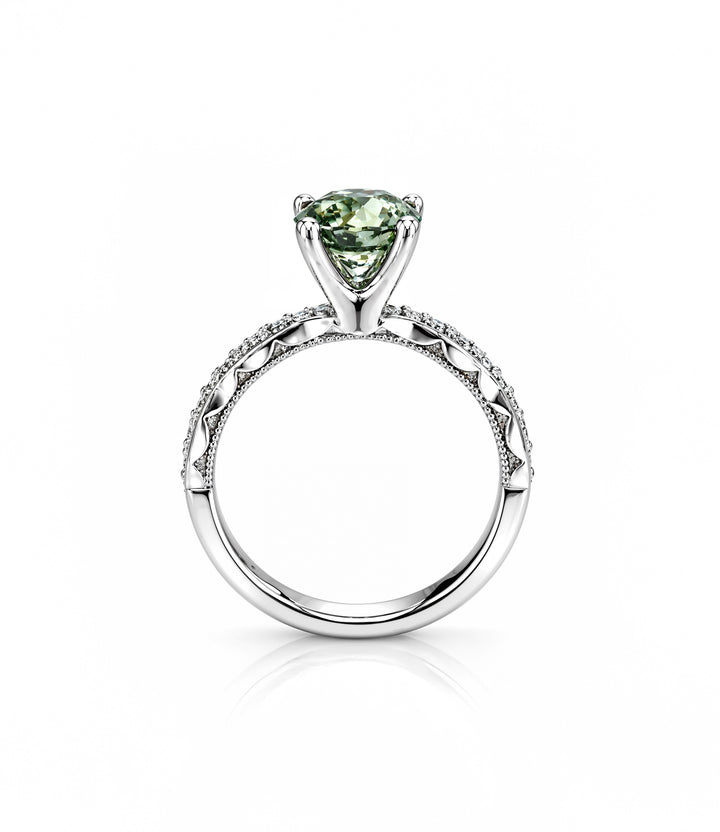 A. 18kt Tacori Green Sapphire Diamond Ring