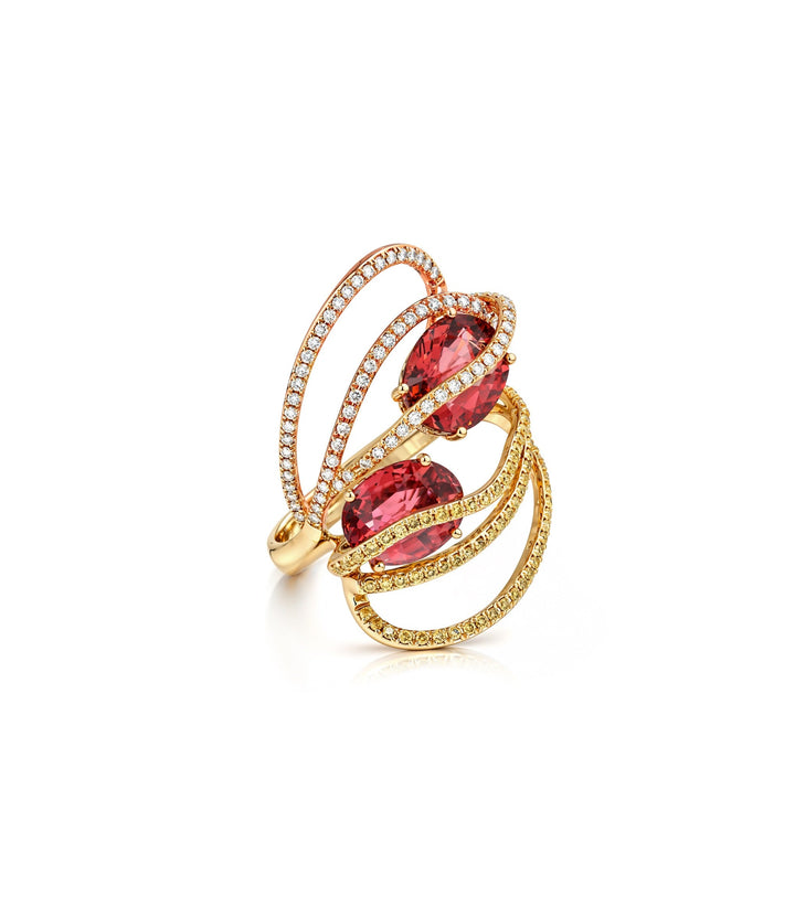 18kt Yellow and Rose Gold Tourmaline and Diamond Ring