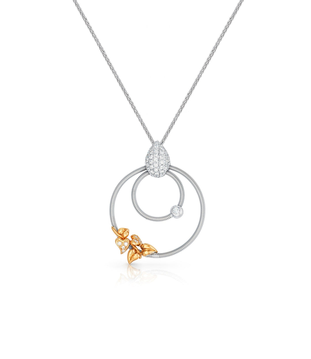 18kt Two-Tone White and Rose Gold Diamond Pendant and Chain