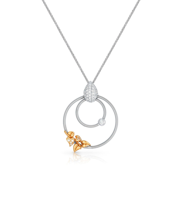 18kt Two-Tone White and Rose Gold Diamond Pendant and Chain