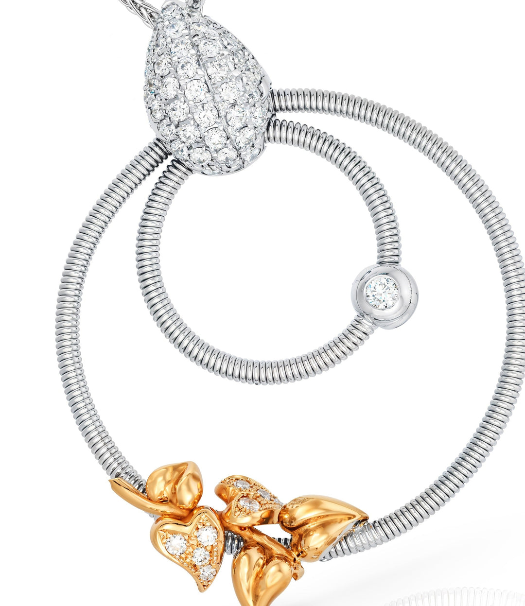 18kt Two-Tone White and Rose Gold Diamond Pendant and Chain