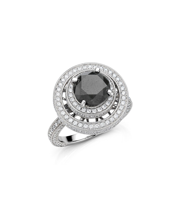 18kt White Gold Black and White Diamond Ring