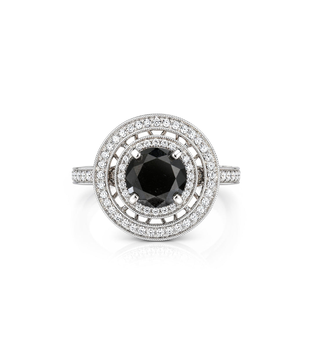 18kt White Gold Black and White Diamond Ring
