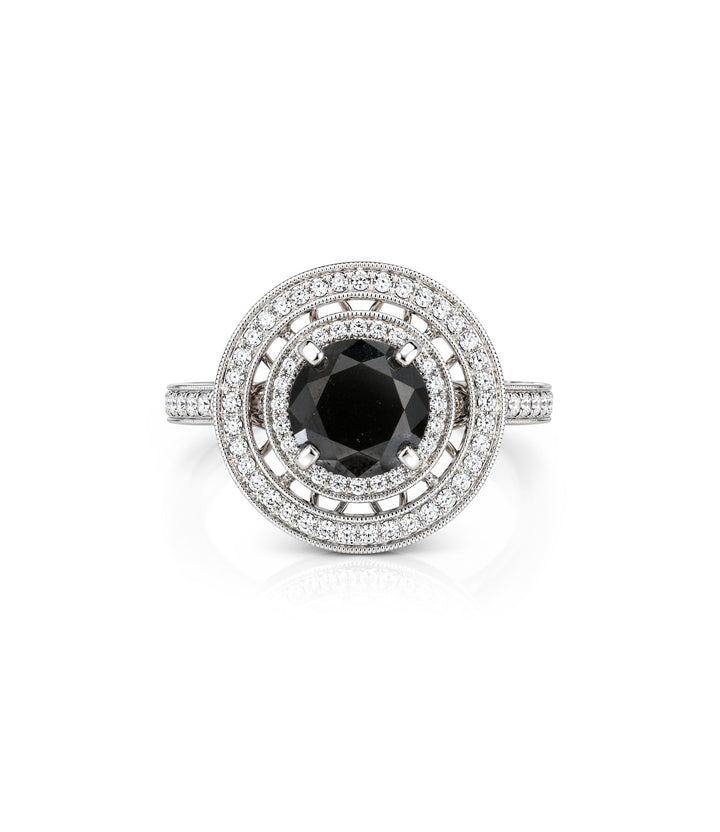 18kt White Gold Black and White Diamond Ring