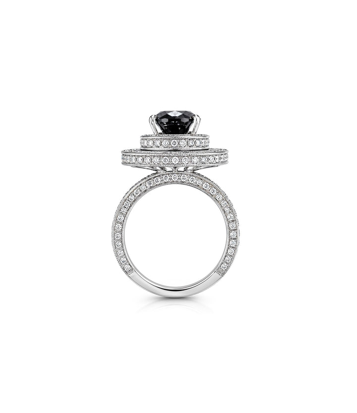 18kt White Gold Black and White Diamond Ring