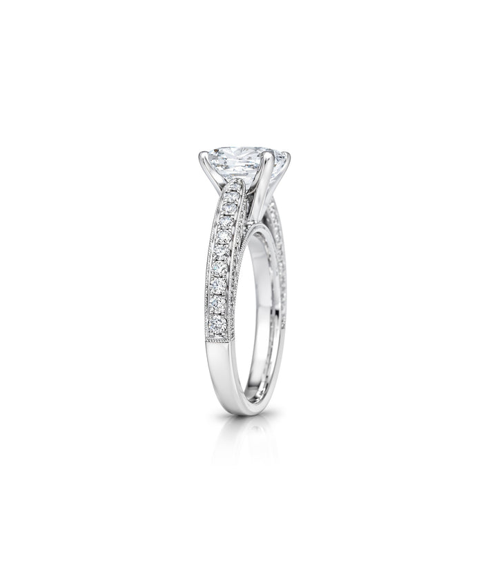 18kt White Gold Cushion Cut Diamond Ring