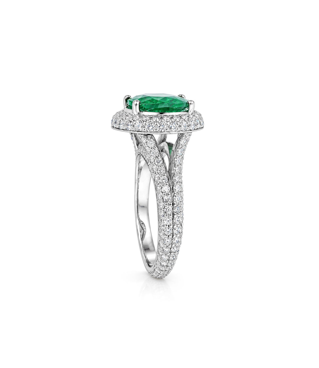18kt White Gold Estate Emerald and Diamond Ring