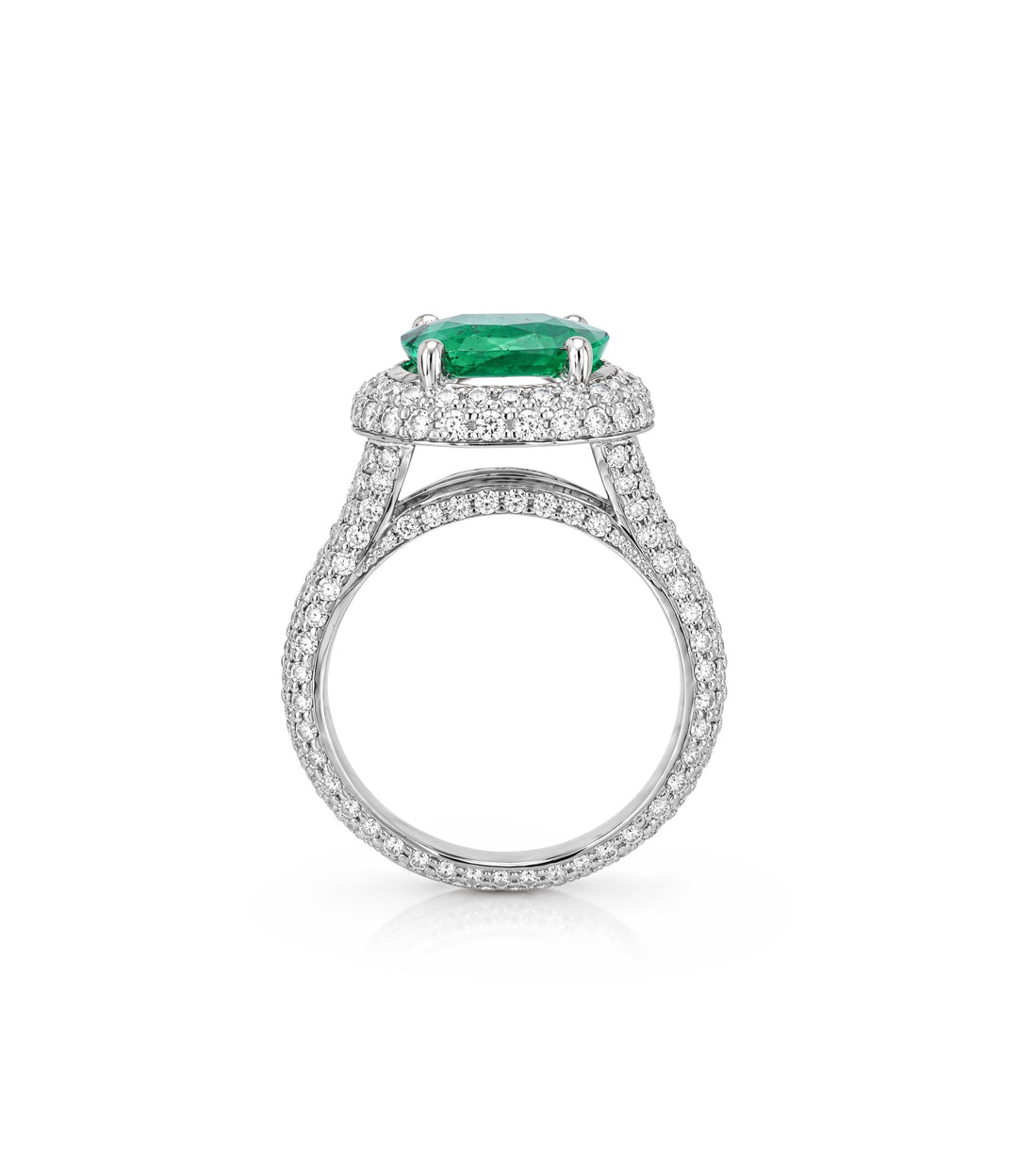 18kt White Gold Estate Emerald and Diamond Ring
