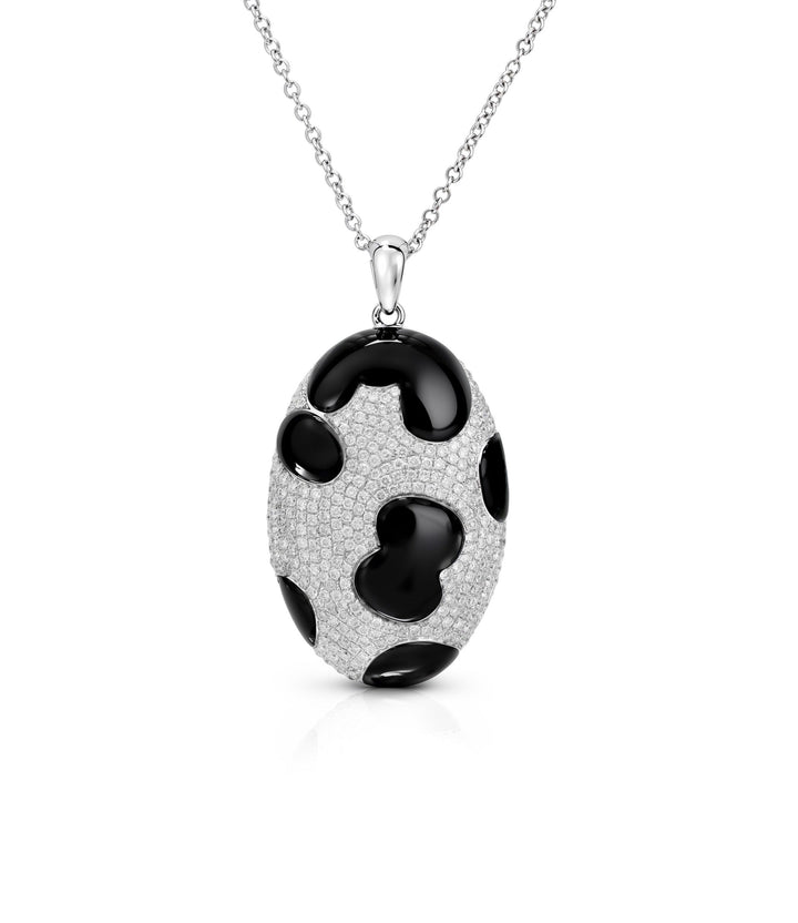18kt White Gold Onyx Diamond Pendant