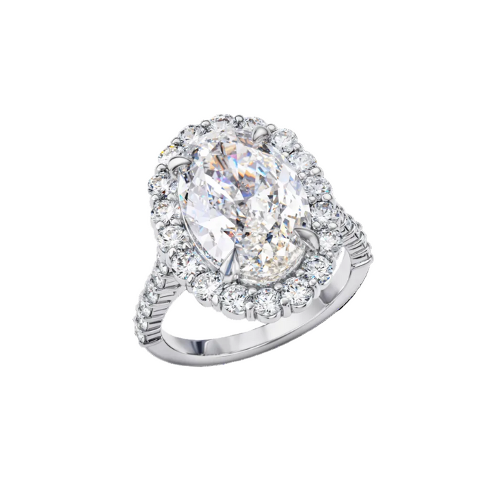 18kt White Gold Custom Made Oval Diamond Ring
