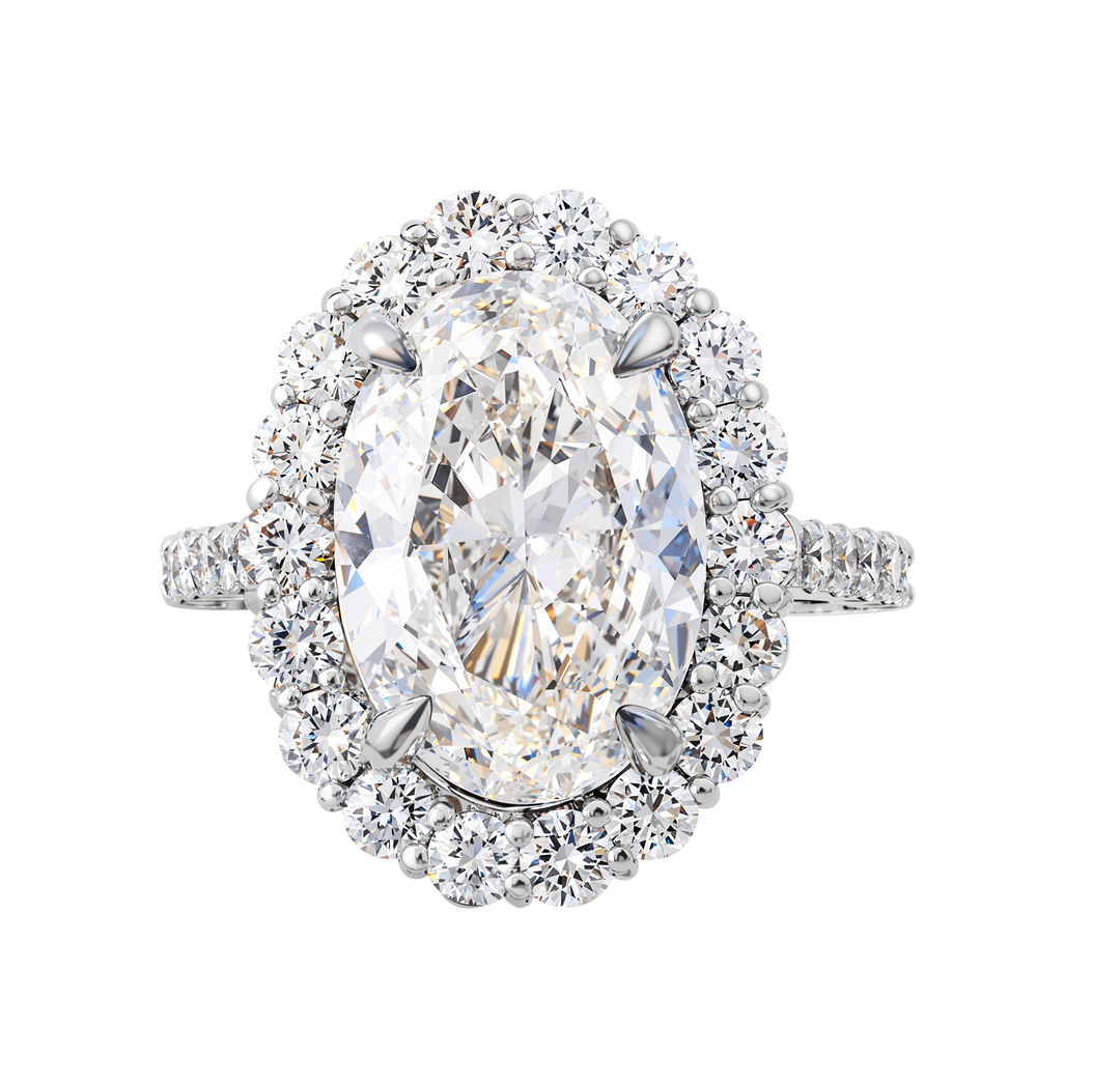 18kt White Gold Custom Made Oval Diamond Ring