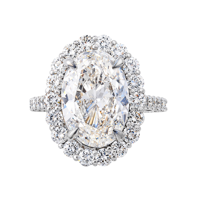18kt White Gold Custom Made Oval Diamond Ring
