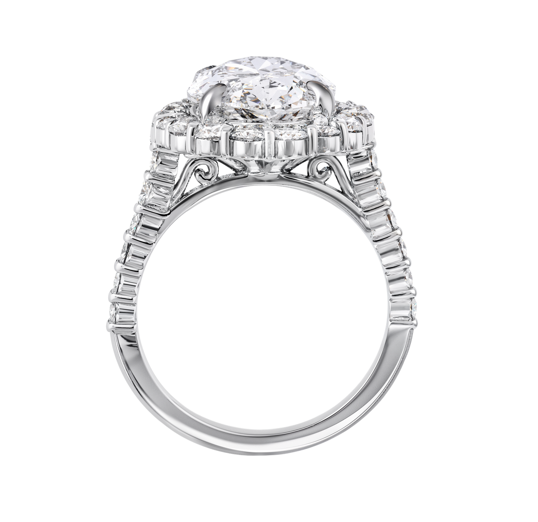 18kt White Gold Custom Made Oval Diamond Ring