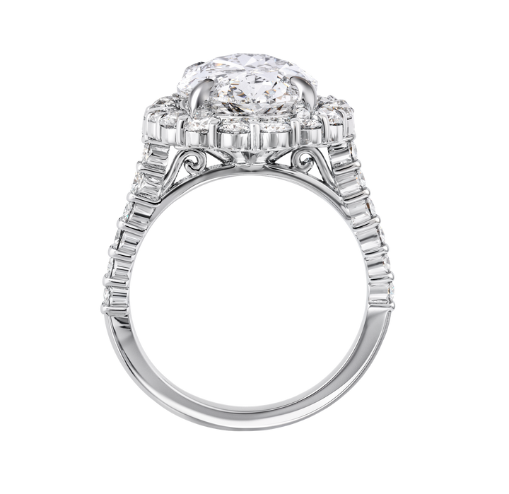 18kt White Gold Custom Made Oval Diamond Ring