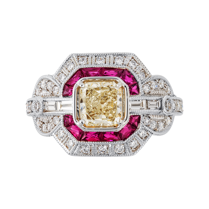 18kt White Gold Ruby Diamond Ring