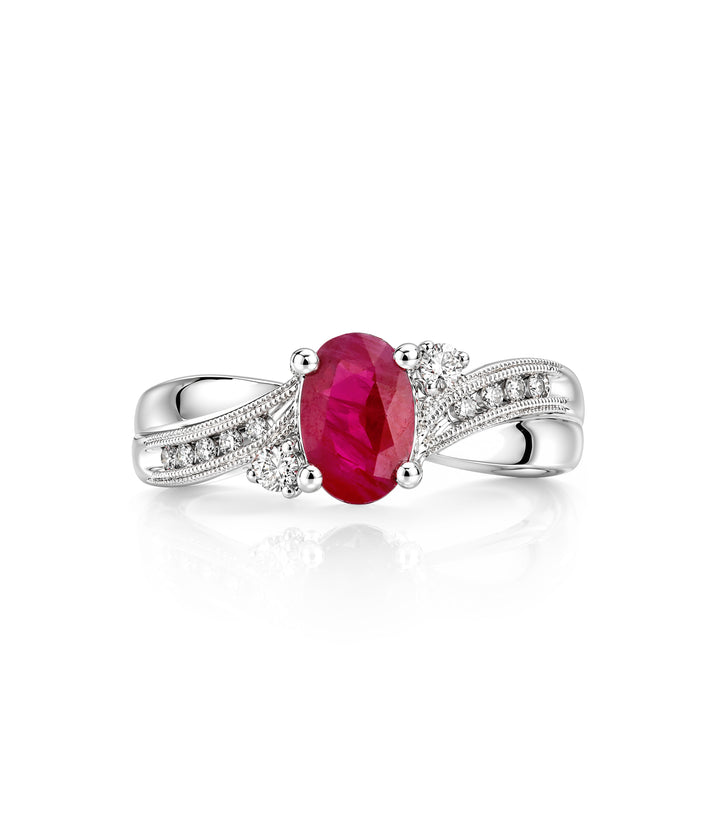 18kt White Gold Ruby and Diamond Ring
