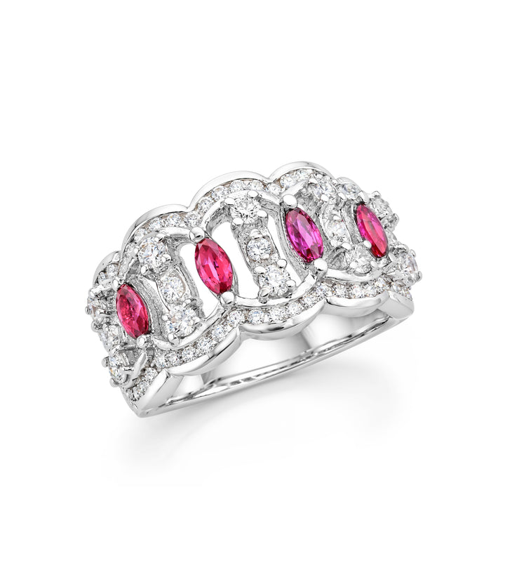 18kt White Gold Ruby Diamond Ring