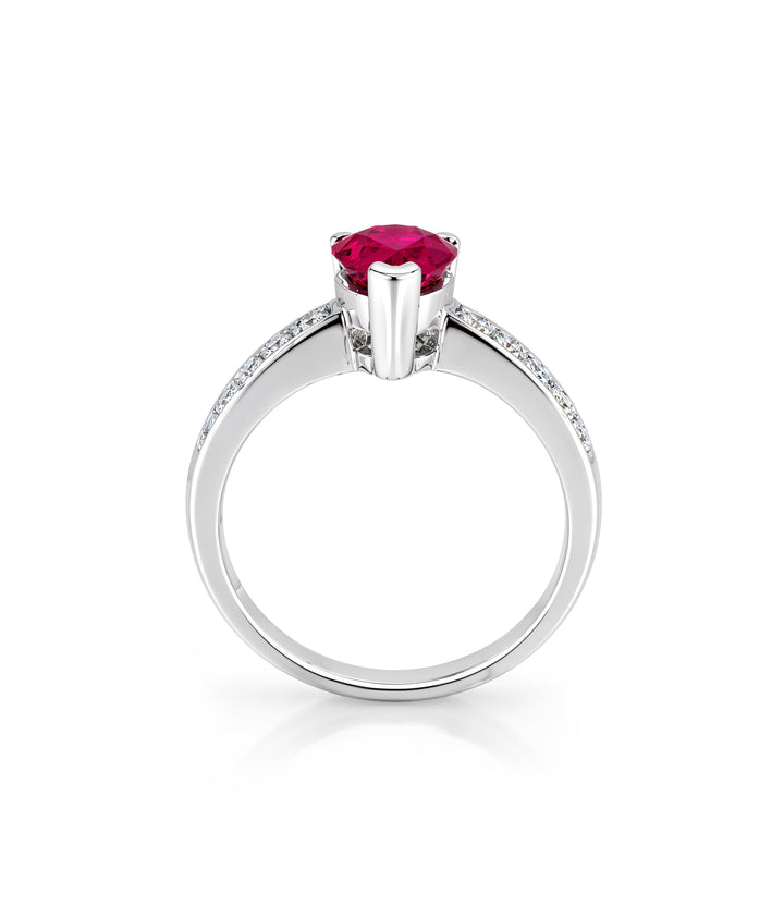 18kt White Gold Ruby Diamond Ring