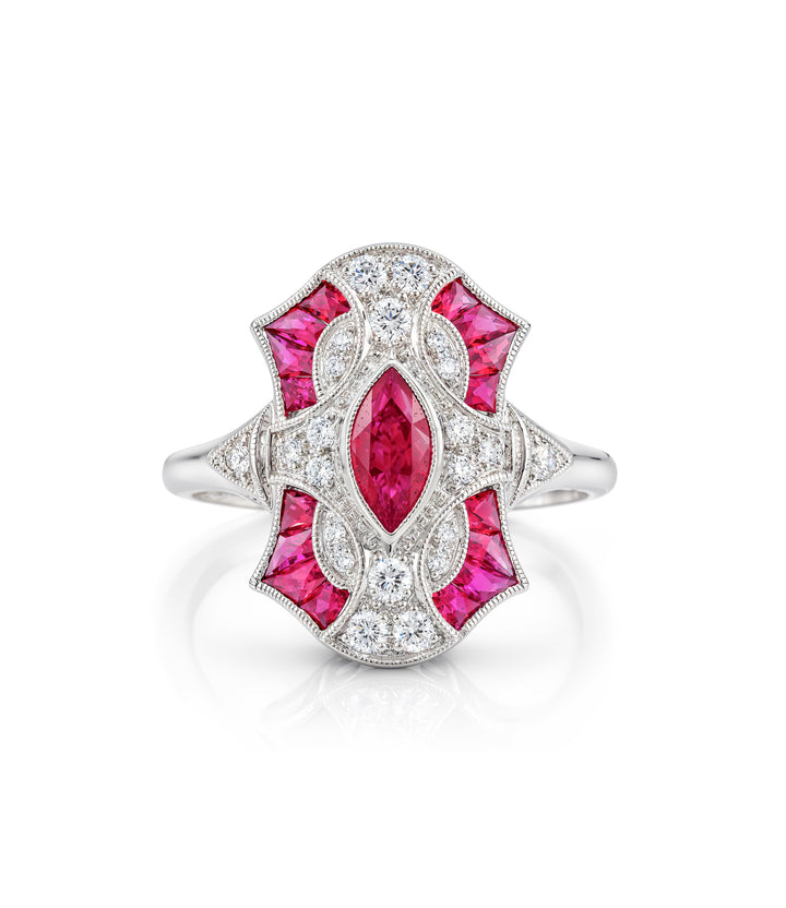 18kt White Gold Ruby and Diamond Ring
