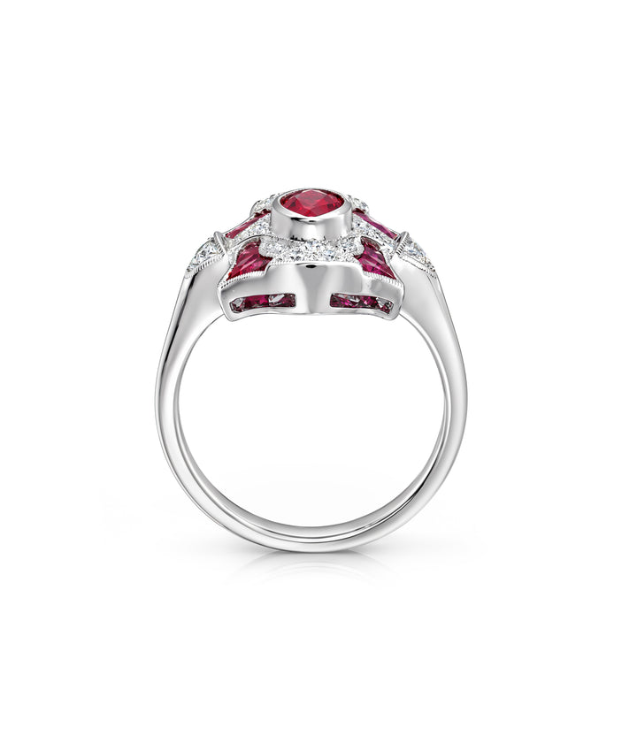 18kt White Gold Ruby and Diamond Ring