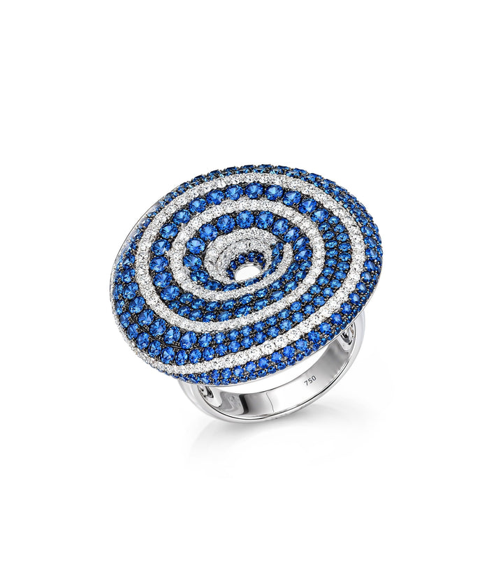 18kt White Gold Sapphire and Diamond Cocktail Ring