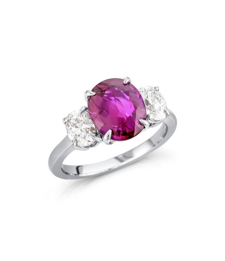 18kt White Gold Purple Sapphire and Diamond Ring
