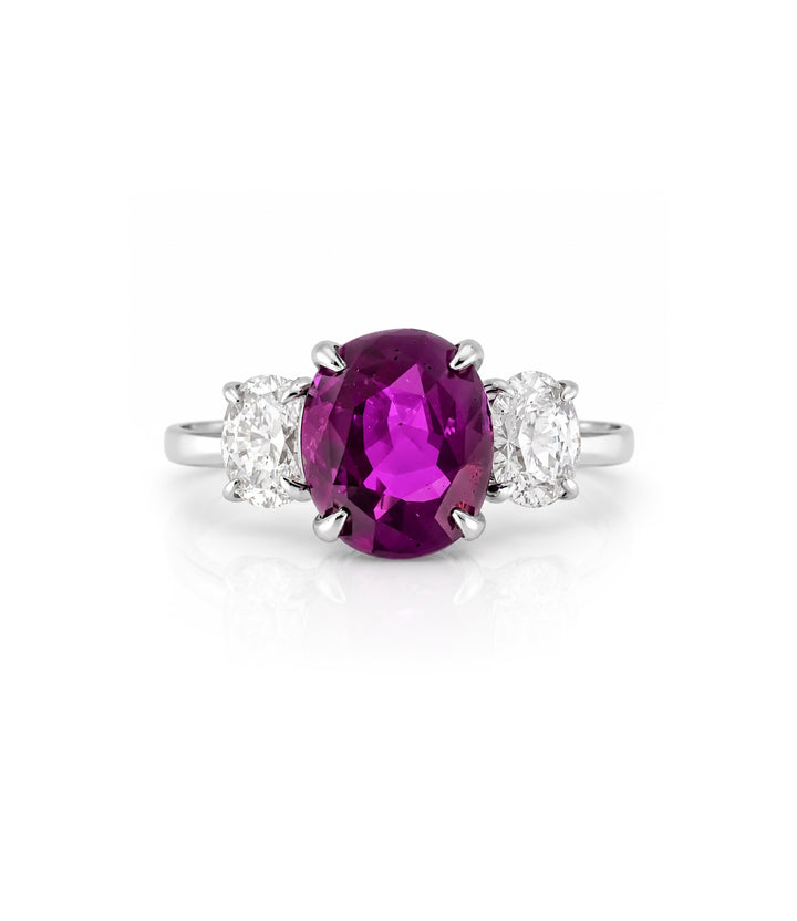 18kt White Gold Purple Sapphire and Diamond Ring