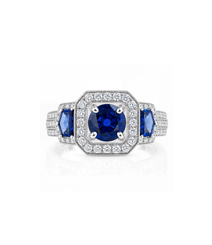 18kt White Gold Sapphire and Diamond Ring