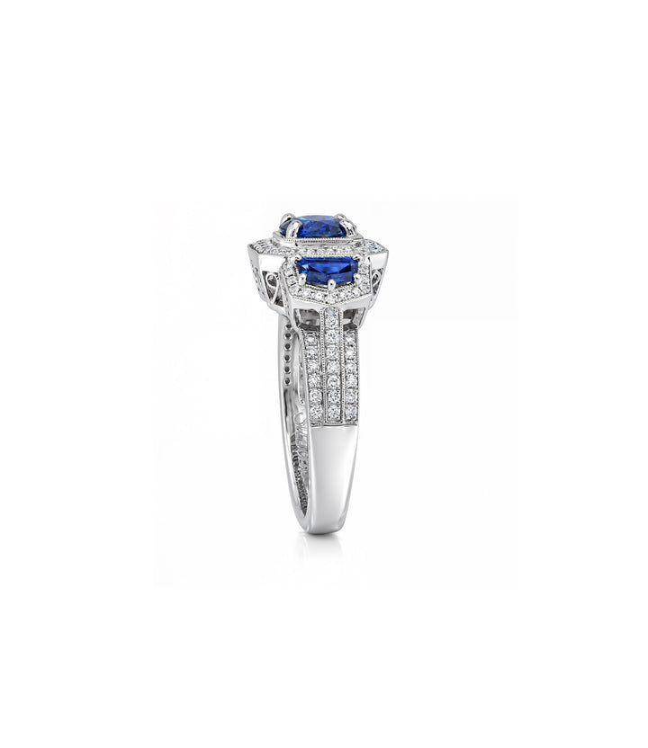 18kt White Gold Sapphire and Diamond Ring