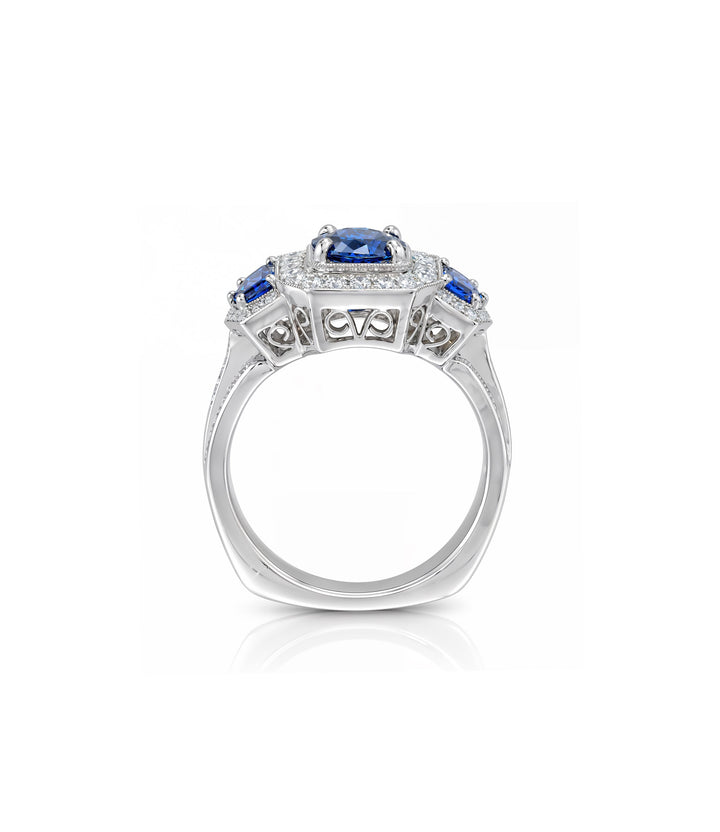 18kt White Gold Sapphire and Diamond Ring