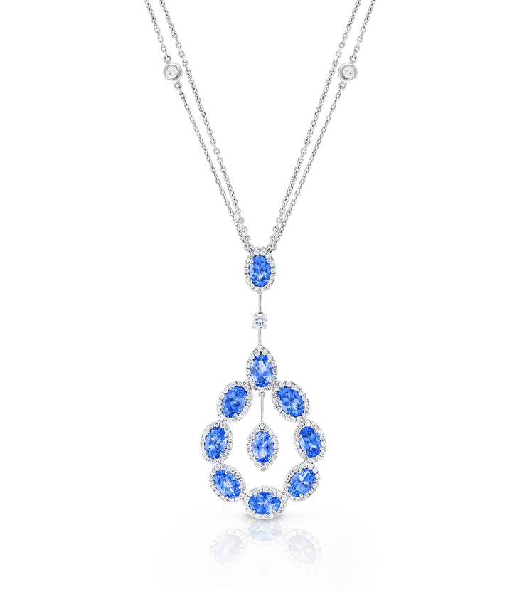 18kt White Gold Tanzanite Diamond Pendant