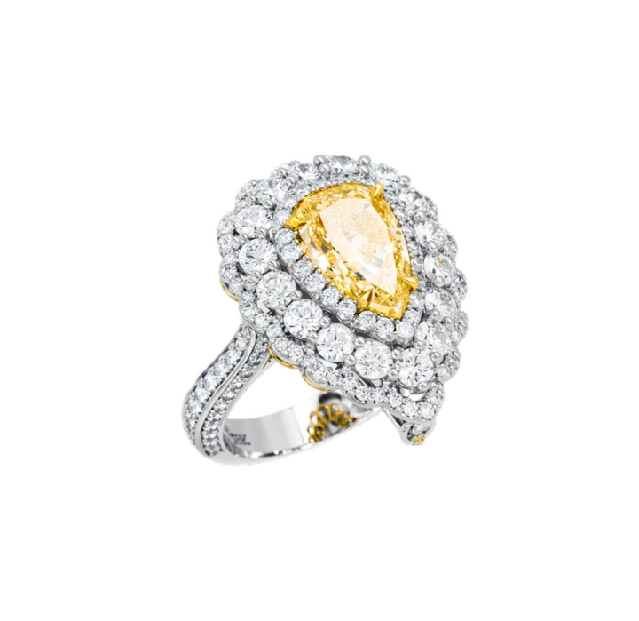 18kt White and Yellow Gold Natural Fancy Yellow Diamond Ring / Pendant