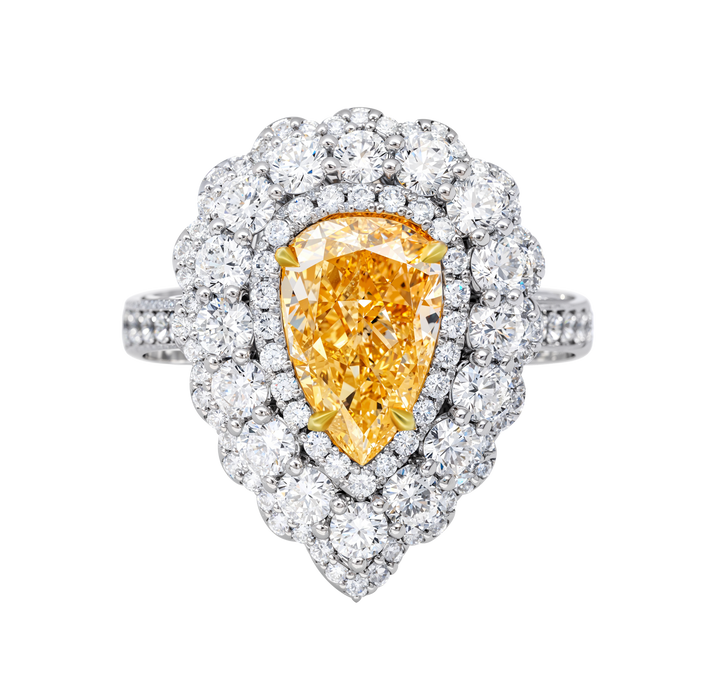 18kt White and Yellow Gold Natural Fancy Yellow Diamond Ring / Pendant