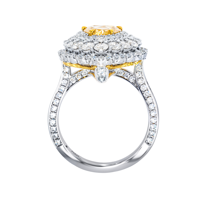 18kt White and Yellow Gold Natural Fancy Yellow Diamond Ring / Pendant