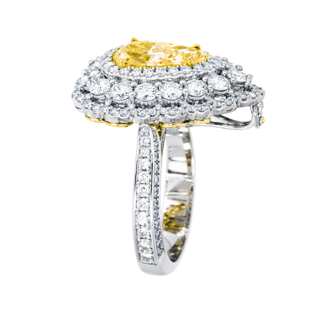 18kt White and Yellow Gold Natural Fancy Yellow Diamond Ring / Pendant